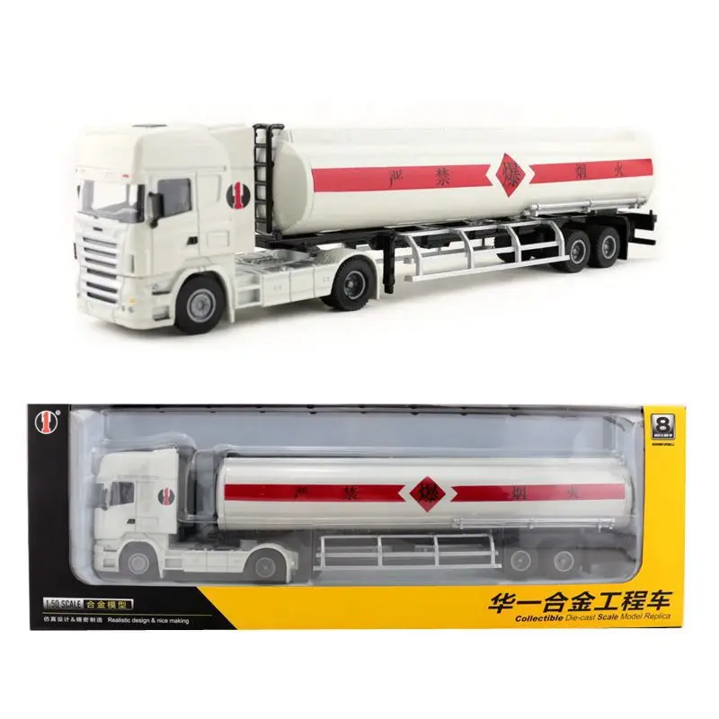 1:50 Scale Tank Container Transport Truck Diecast Alloy Toy Vehicle Model Engineering Toy Car Educational Collection Gift Kid