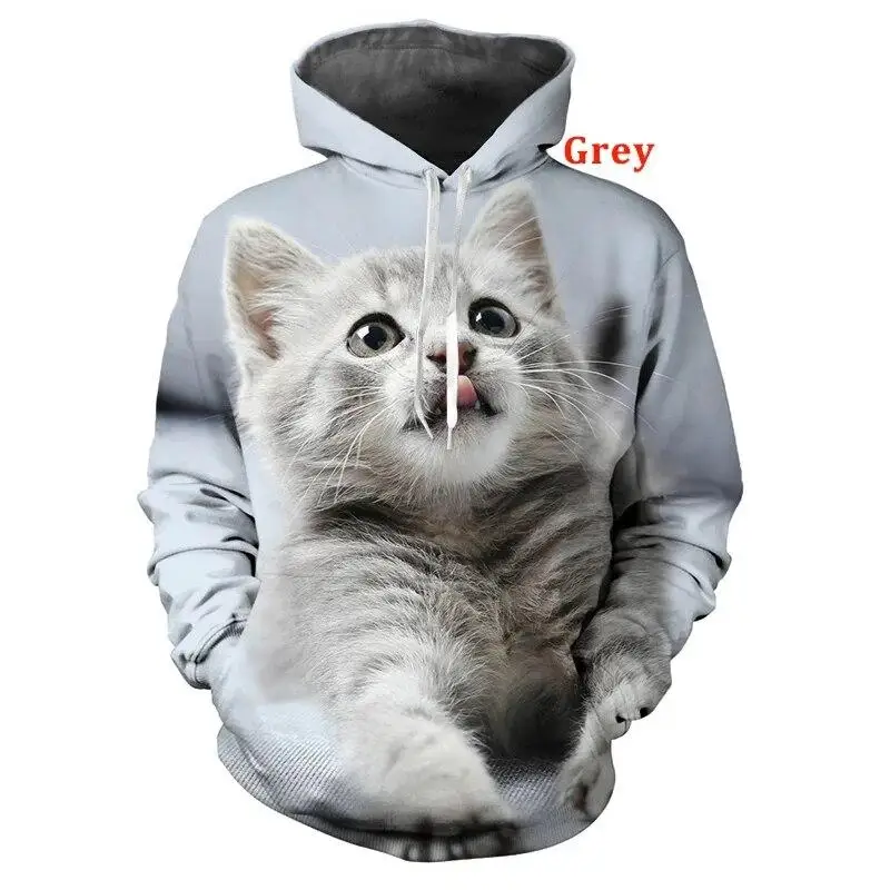 2024 Designer Couple Hoodies Kitten Print Autumn Winter Casual Loose Unisex Sweatshirt Fashion Street Y2K Clothing