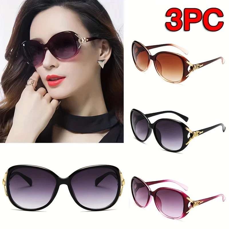 3-teilige Lady Luxury Gold Fox ovale Modebrille – Retro-Stil