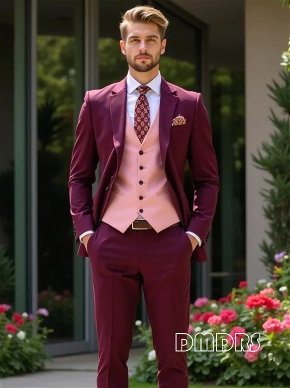 

Wedding Suit for Groom from XXS to 7XL, 3 Pieces Modern Fit Tuxedo Set Jacket Vest Pants Formal Suits Customize Size