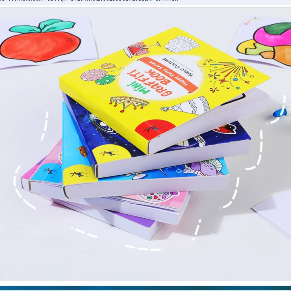 Kids Coloring Book 50 Pages Drawing Doodle Mini Cartoon Animal Ocean Space Car Paint Learning Game Educational Toy Children Gift