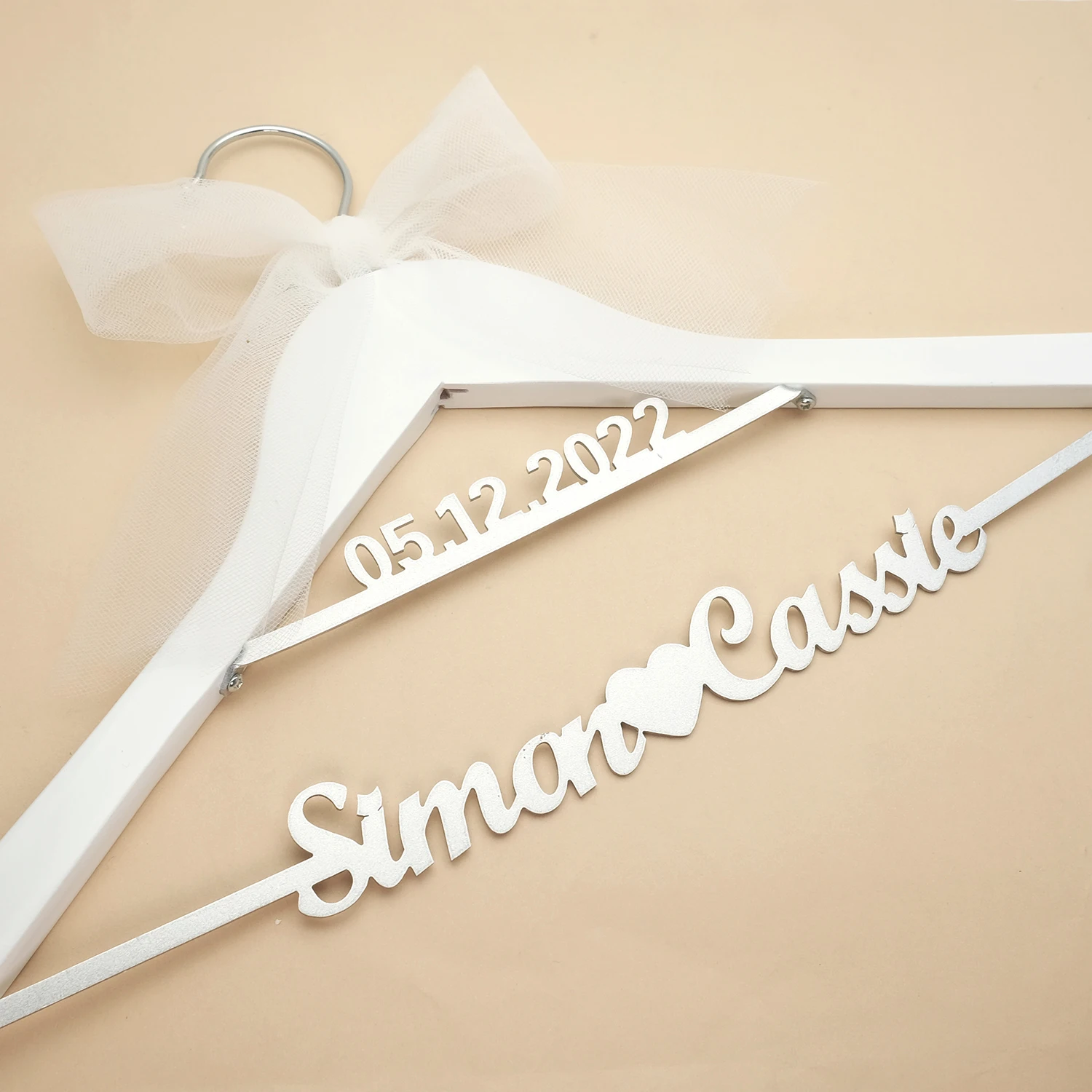 Personalized Wedding Hanger Bridal Hanger Custom Names and Date Wedding Dress Hanger Bride and Groom Hanger Bridal Shower Gift