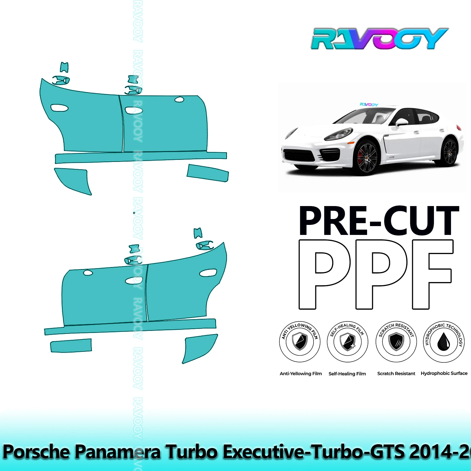 

For Porsche Panamera Turbo Executive-Turbo-GTS 2014-2016 8.5mil Pre-Cut PPF Door & A/B Pillar Kit TPU Paint Protection Film Set