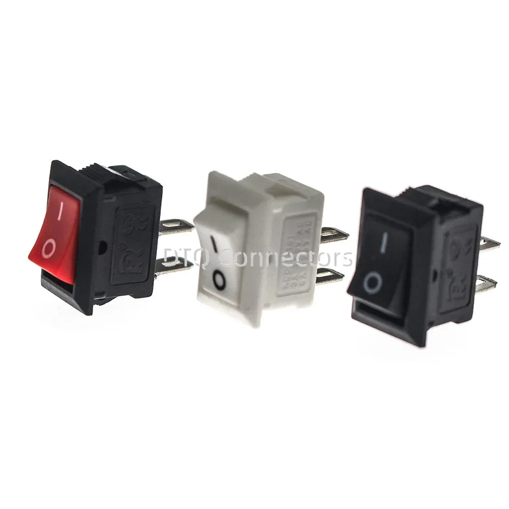 

100/500Pcs Lot Push Button Switch 10x15mm SPST 2Pin 3A 250V Snap-in On Off Electrical Mini Rocker Switch 10*15mm Black Red White