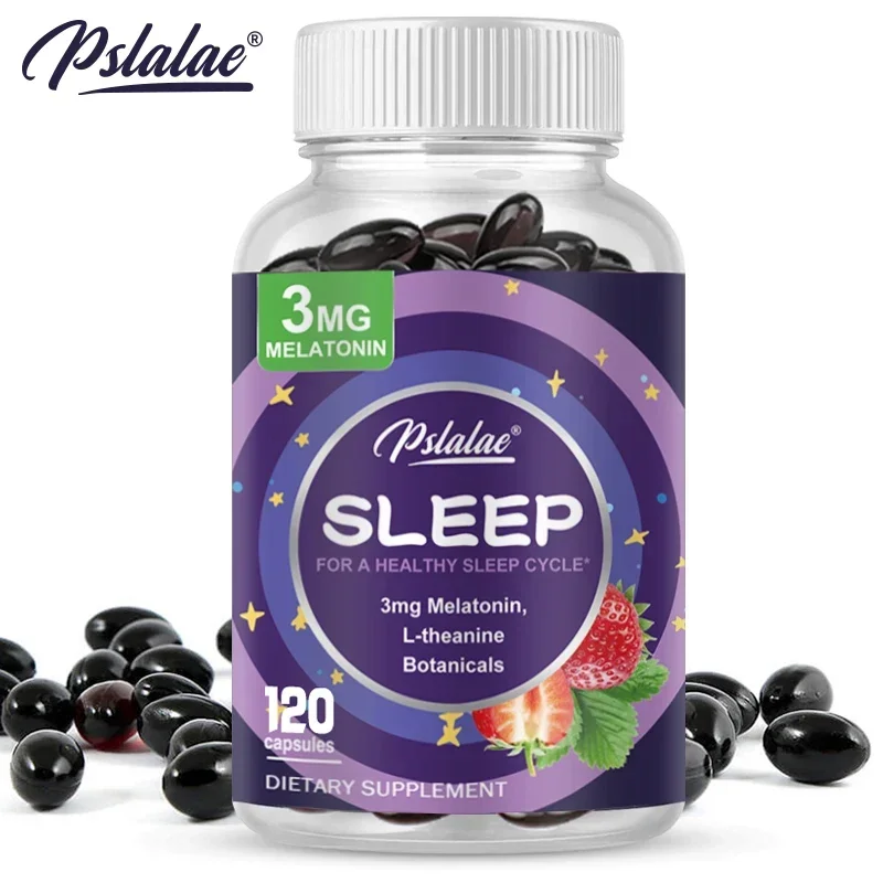 Adult Melatonin & L-Theanine Capsules with 3 Mg of Sleep Support Help Calm The Mind for Better, Longer Sleep