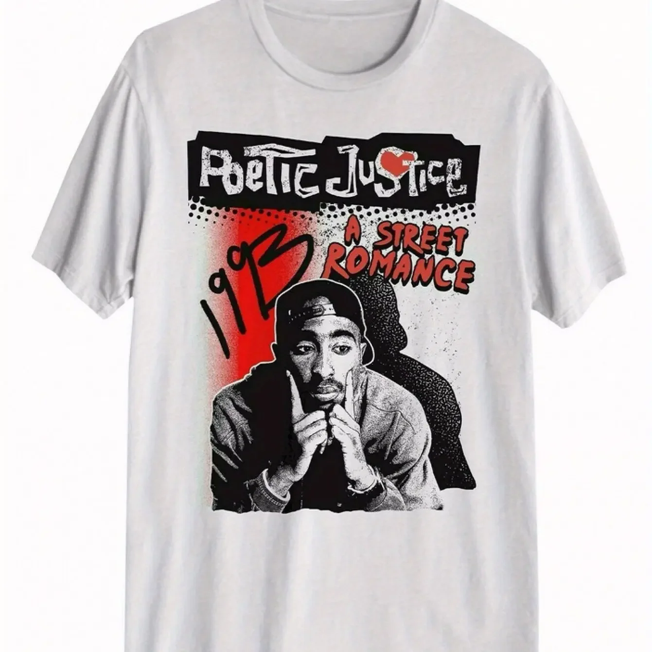 

2Pac Poetic Justice Street Romance 1993 Vintage Authorized T-Shirt American Oversized Short-sleeved Men Women Street Rock Top