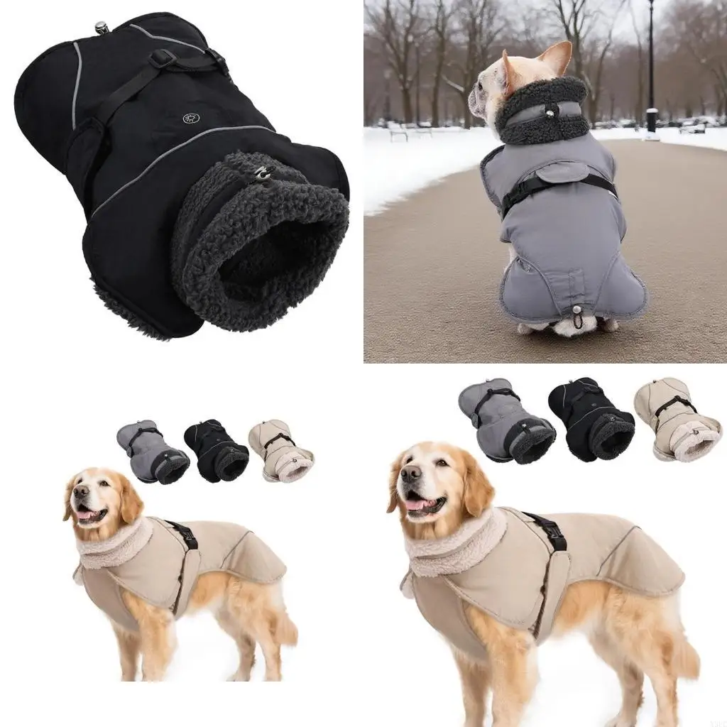 

Водостойкий зимний жилет для собак со светоотражающей отделкой и регулируемыми пряжками, зимняя одежда для собак X3UC