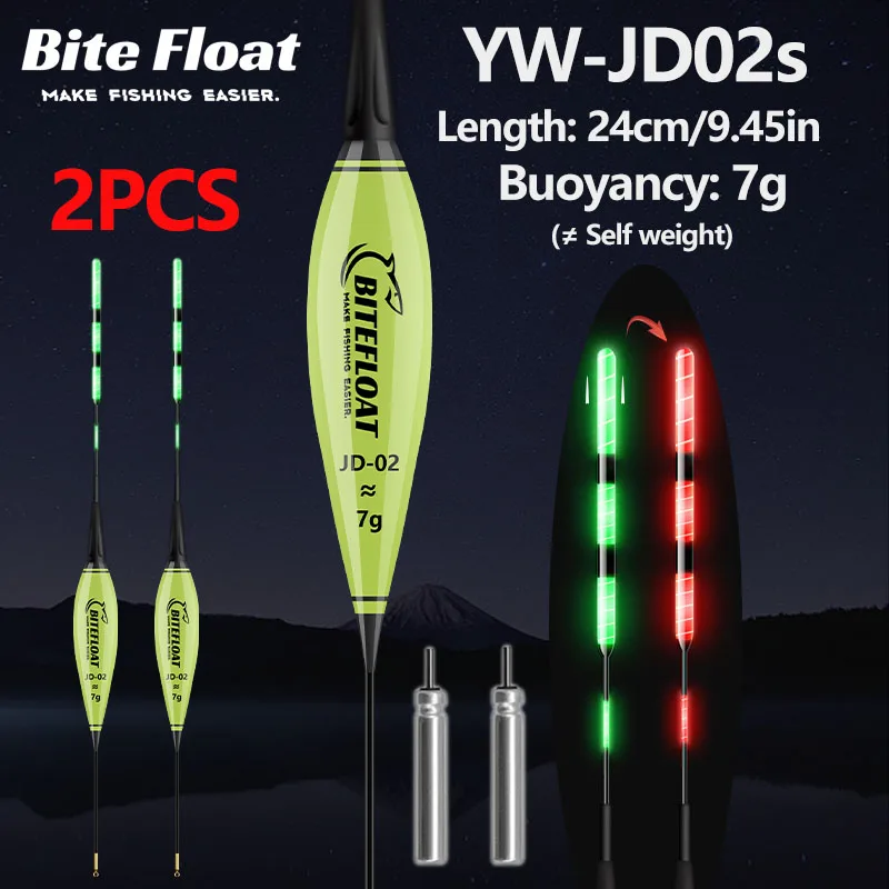 1/2 Stück Nacht-Smart-Angelköder mit LED-Licht, Bissanzeiger, Farbwechsel-Band, CR425 Batterie 5-20g Smart Float