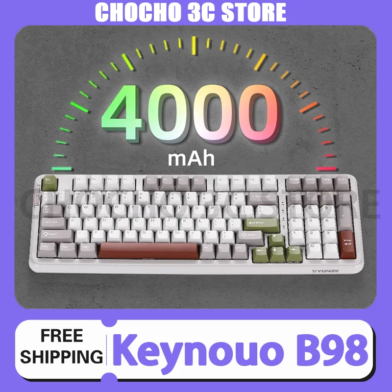 

Keynouo B98 Mechanical Keyboard Wireless Three Mode Gasket Rgb Hot-Swap Customized E-Sport Gaming Ergonomics Accessories