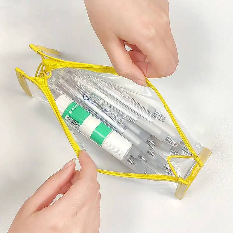 Transparent pencil case, student large capacity stationery box, exam stationery bag, student portable pencil case