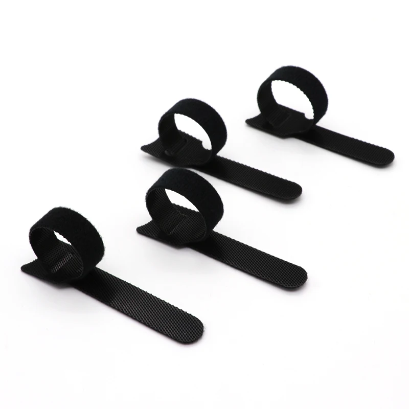 10~1000pcs Black T-type Cable Ties Plastics Releasable Nylon Hook Loop Wrap Zip Bundle Fastener Straps Detachable Wire Organizer