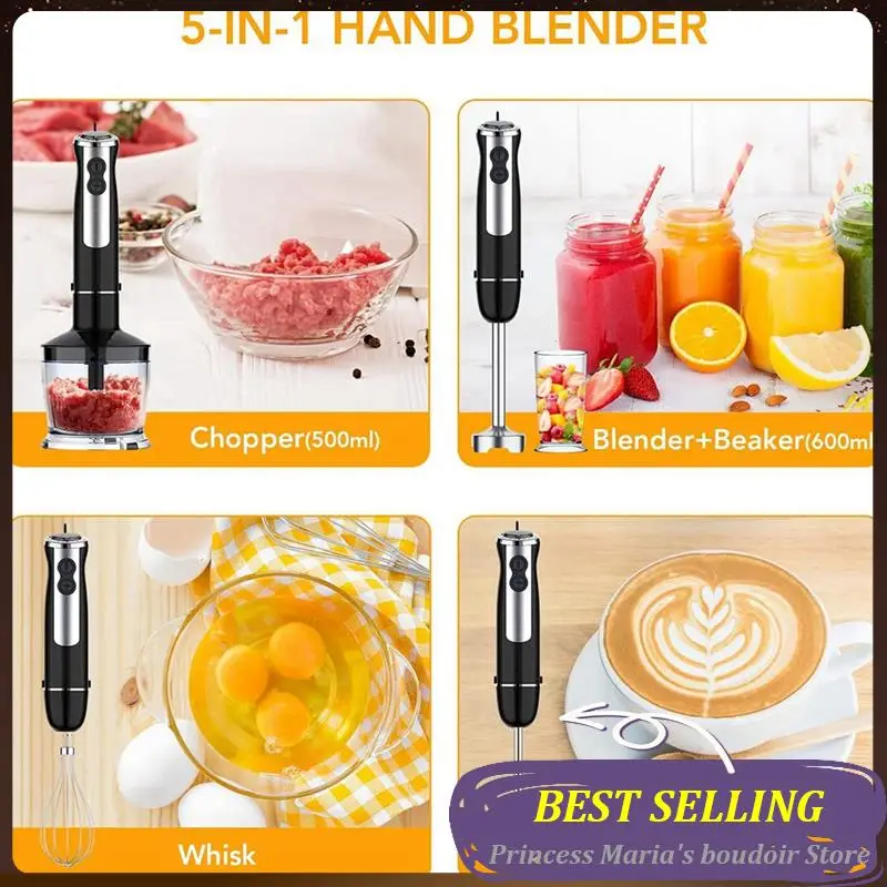 AB30-Handheld Electric Blender, 5-In-1 Chopper, Whisk & Food Processor For Baby Food, Smoothies, Soups EU Plug