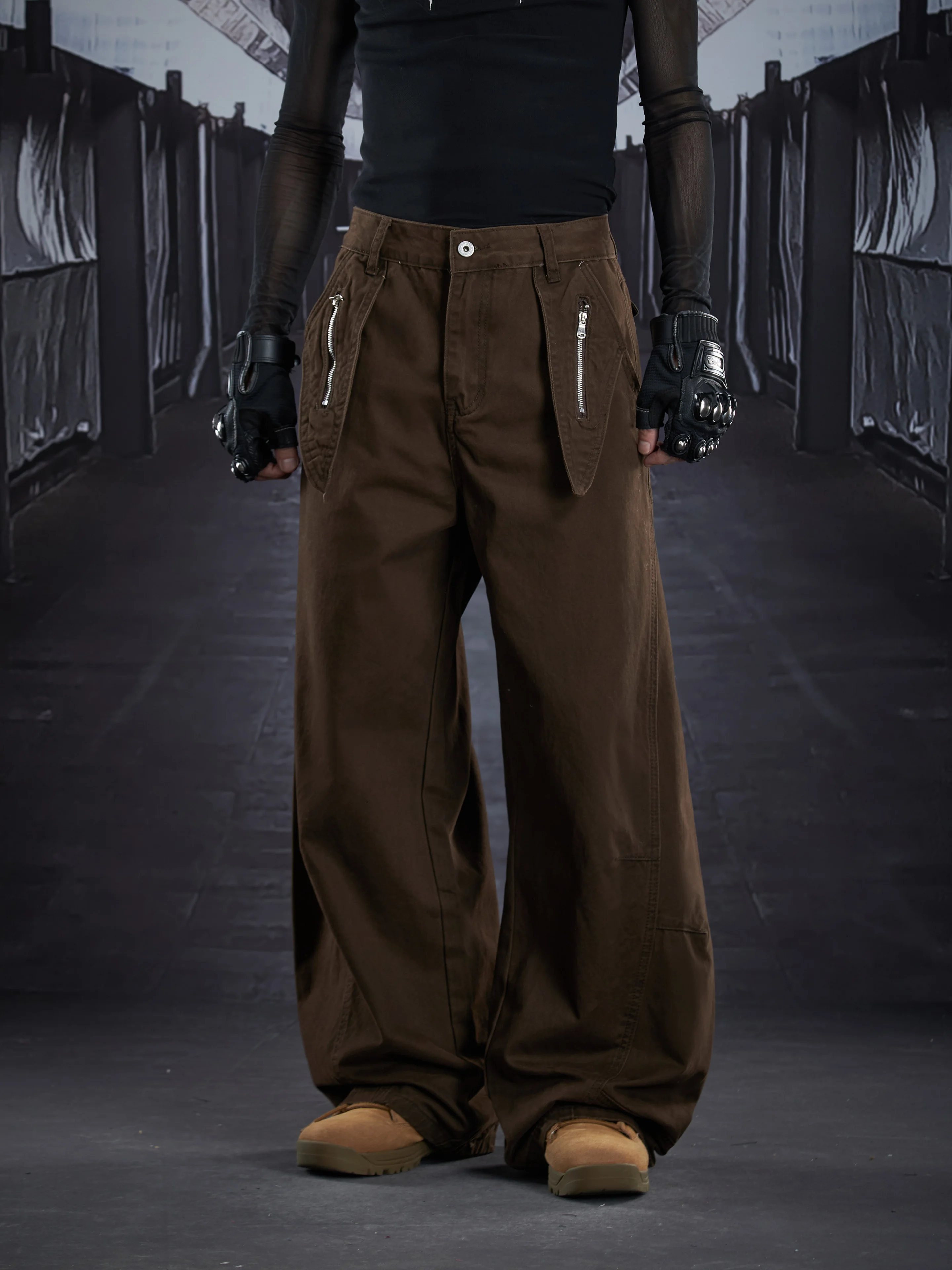 Design Three-Dimensional Structure Cutting Piece Stitching Machete Casual Pants Men and Women Loose Wide-Leg Overalls