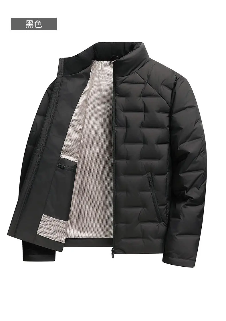 Weiße Daunenjacken 2026 Herbst Winter Herren Warme Kurze Leichte Steppjacke Winddichte Lässige Gefütterte Oberbekleidung – Detail 15