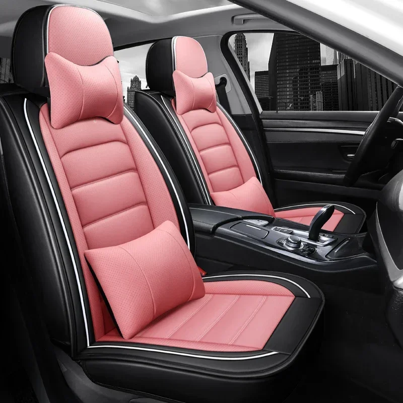 4 Pc Car Seat Covers Full Set Luxury High Quality All Season Universal PU Leather Seat Cover Car