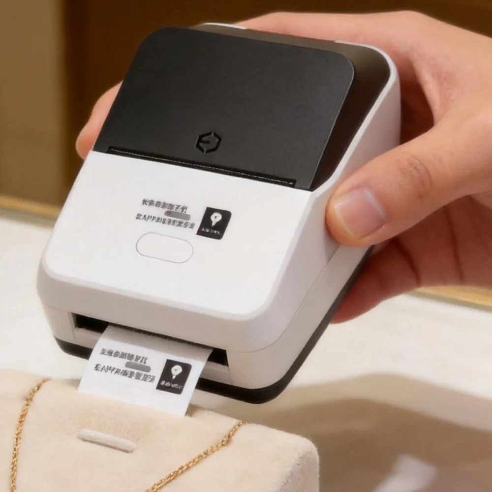 Portable Bluetooth Label Printer Jewelry Price Tag Barcode Printer for Watch Gift Card Small Business