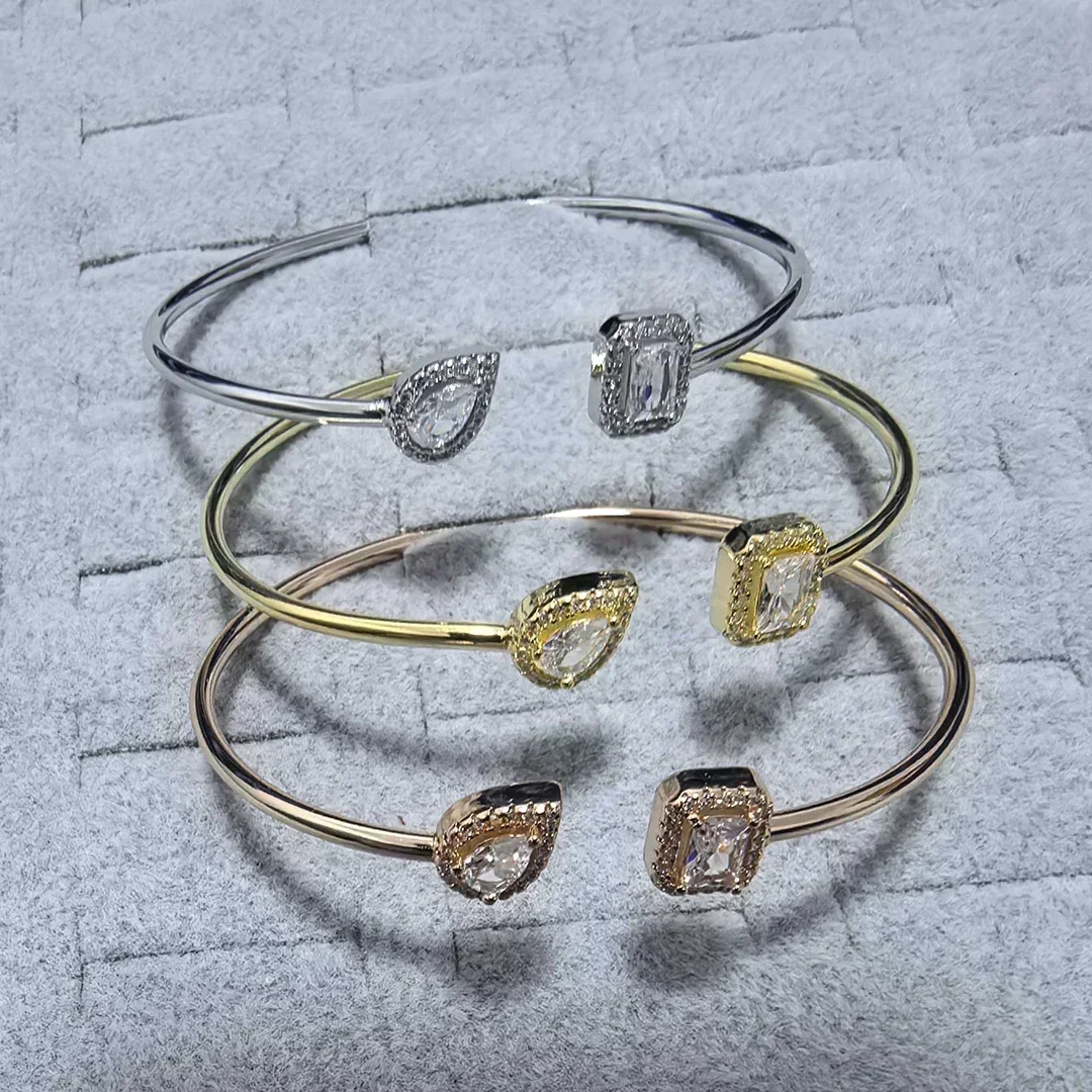 S 925 sterling silver plated 18K gold women's elastic open bracelet exquisite gift not fading