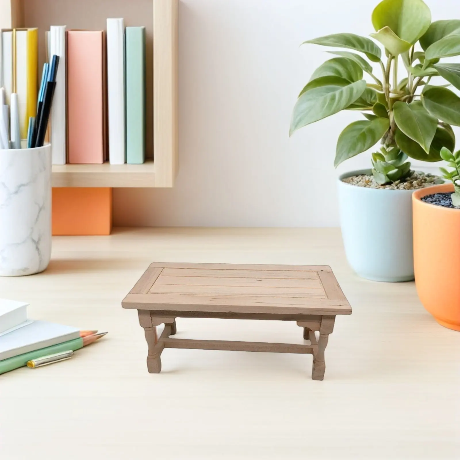 

Dollhouse Miniature Dining Table 1:12 Scale Solid Wood Construction Lifelike Detail Smooth Finish for Miniature Home Decor