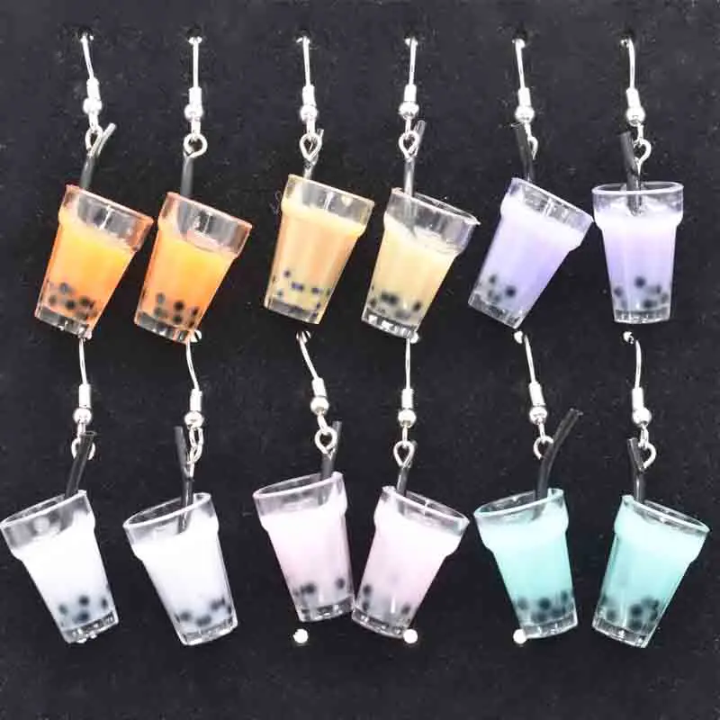 13*25mm Ohrring für Frauen 3d Simulation Harz handgemachte niedliche Milch tee Tasse Tropfen Ohrringe lustiges Geschenk