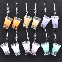 13*25mm Earring For Women 3D Simulation Resin Handmade Cute Milk Tea Cup Drop Earrings Funny Gift