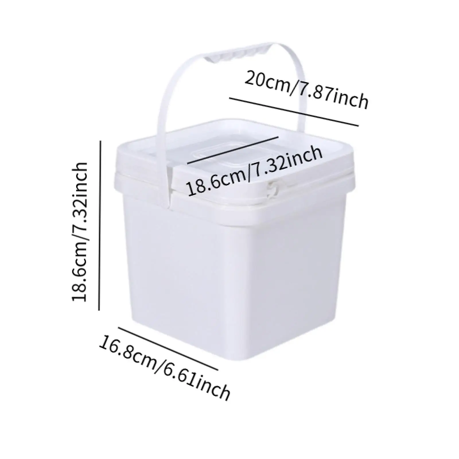 Square Paint Pail with Handle Lid Container for Camping Travel Dormitory