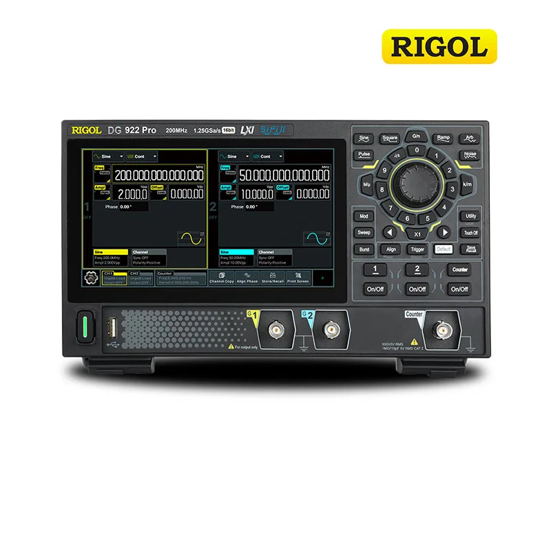 RIGOL Super Light Function / Arbitrary Waveform Generator DG900 Pro,2 Channel 1.25Gsa/s,70 -200 MHz With 7inch touchscreen