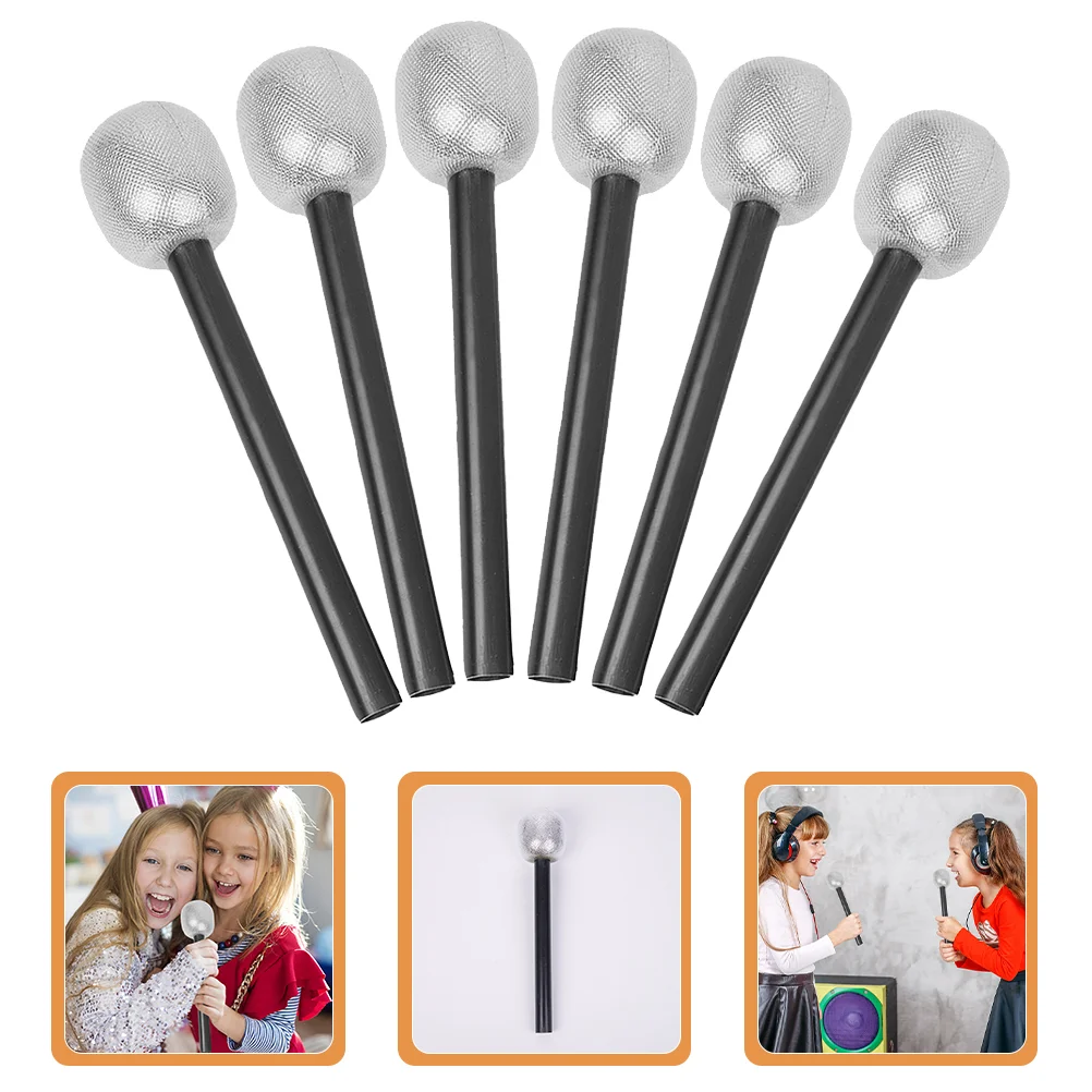 

12 Pcs Microphone Singing Props Realistic Toy Kids Karaoke Stage Performance Party Accessories Plastic Safe Pretend Play Musical