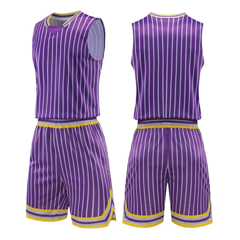 Kids Adult Basketball Jersey Set Child Men Basketball Clothes Stripe Sportswear Training Vest Shorts Suit Team Uniform Custom