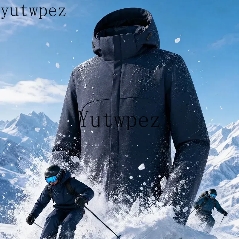 Men Winter Graphene Self Heating White Duck Down Ski Jacket Waterproof Resistant Warm Outdoor Hiking Sport Unisex Snow Down Coat
