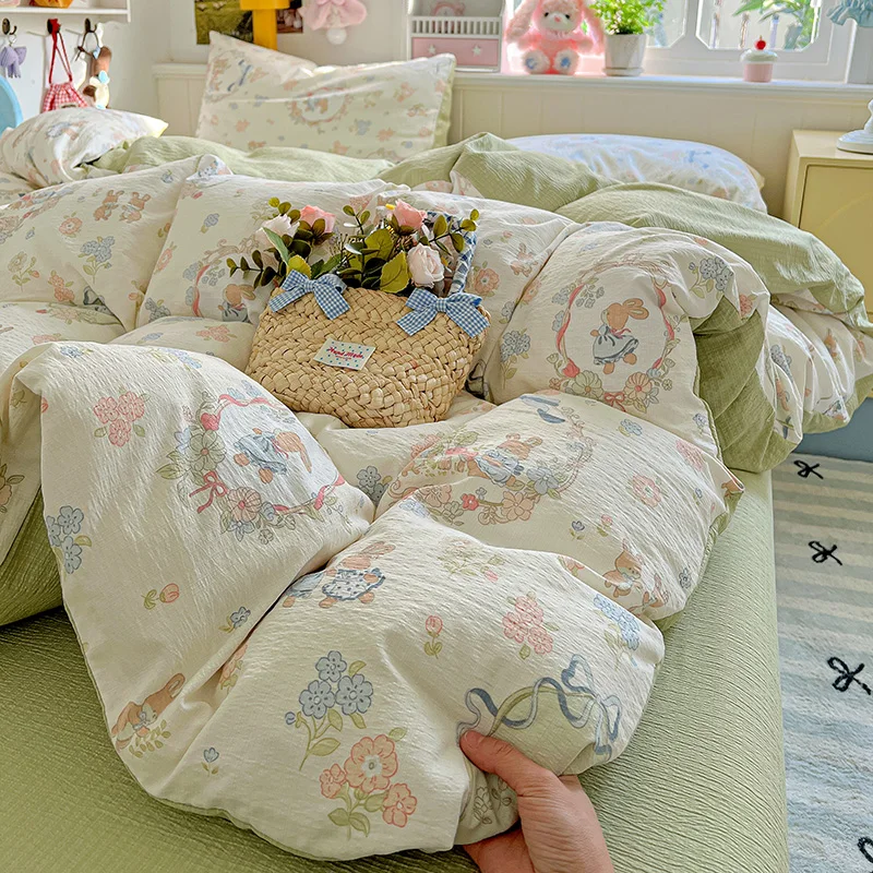 1pc Double-layer Gauze Duvet Cover Cartoon Style Quilt Cover for Home Single/Queen/King Size housse de couette (No Pillowcase)