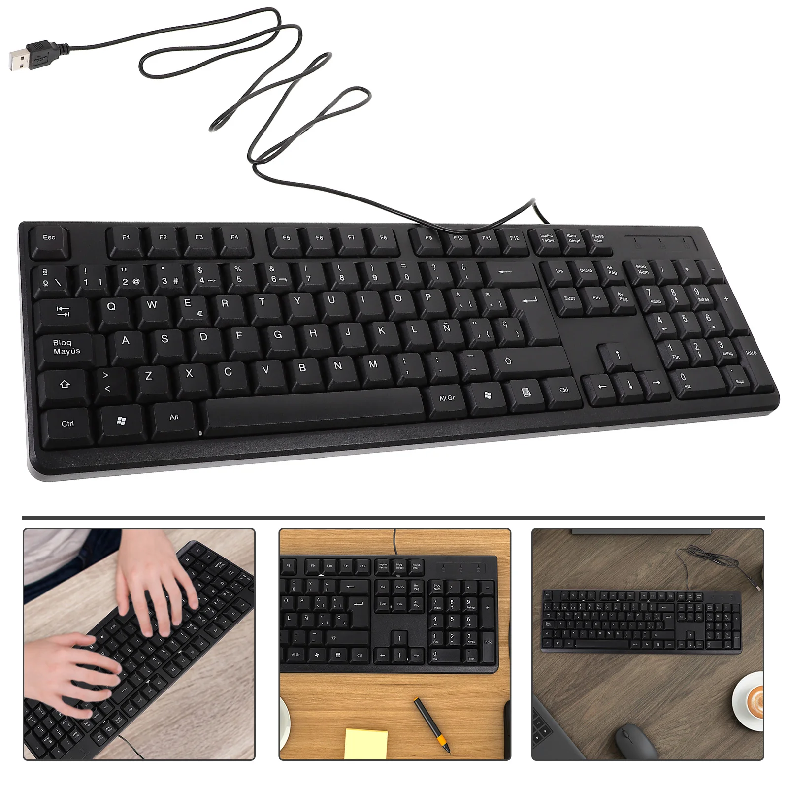 

Gaming Wired USB Keyboard LED Backlit Numeric Keypad for Computer Laptop Full Size Comfortable Office Home Use Durable Stable