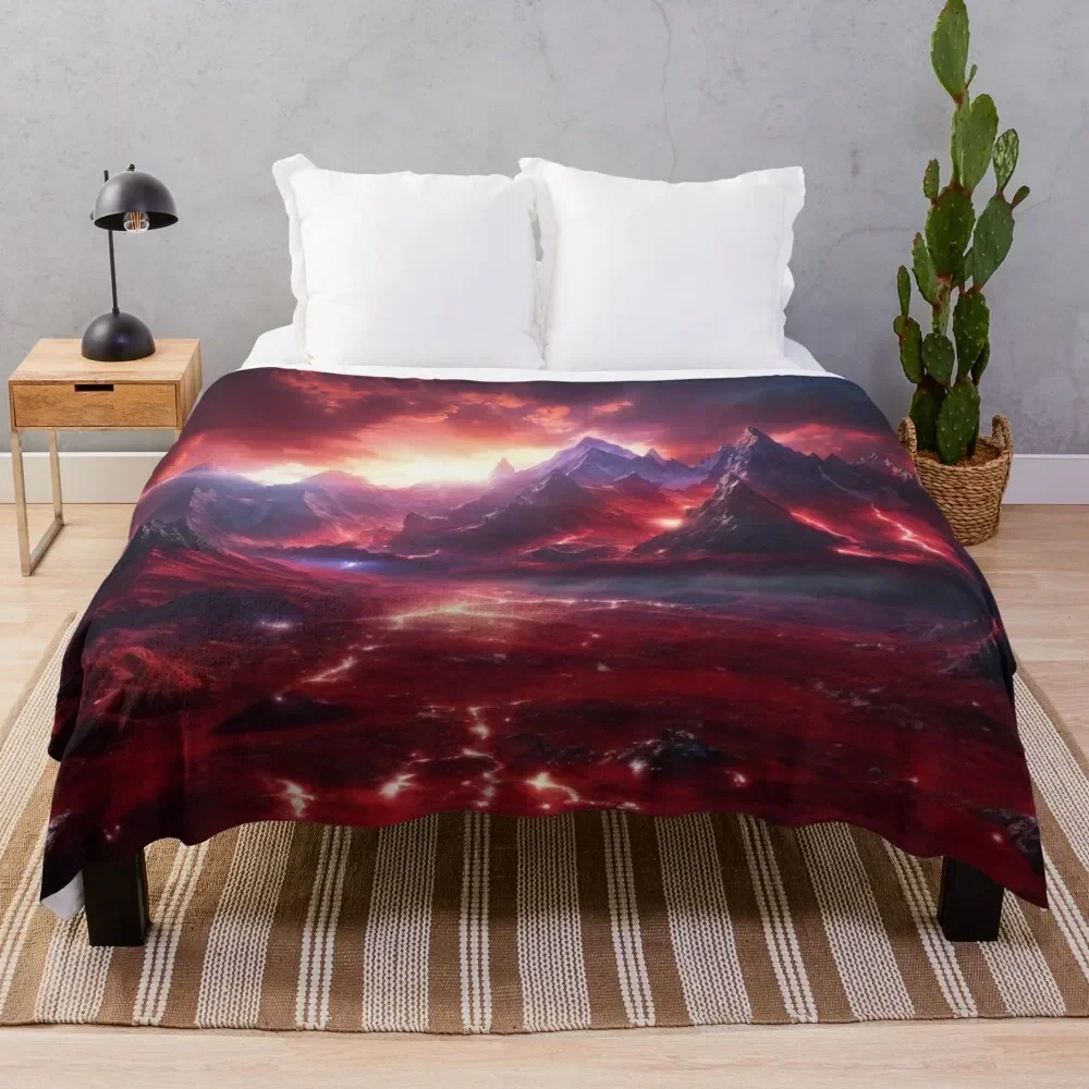 Mountain - Fantasy Land Series Reimagined Artwork Throw Blanket Furry Weighted Blankets For Baby Plaid Blankets