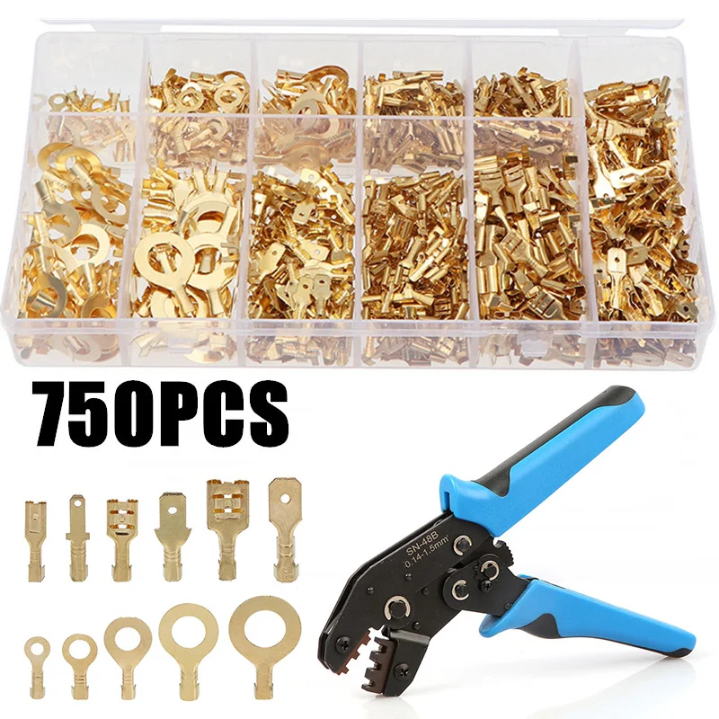 150PCS/750PCS Boxed Bare Terminal Gold Plug Spring Set Ring Terminal Assembly Box