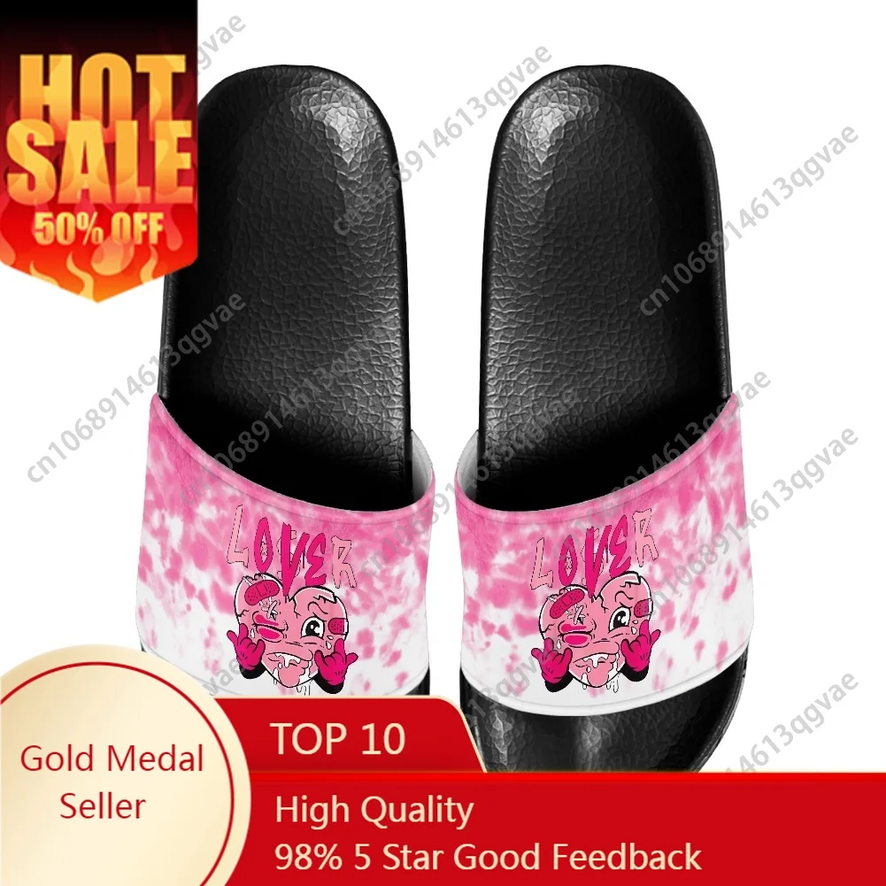 

Pink Loser Lover Pink Drip Heart Slippers Home Water Shoes Men Women Teenagers Beach Pool Sandals Custom Made Summer Slipper