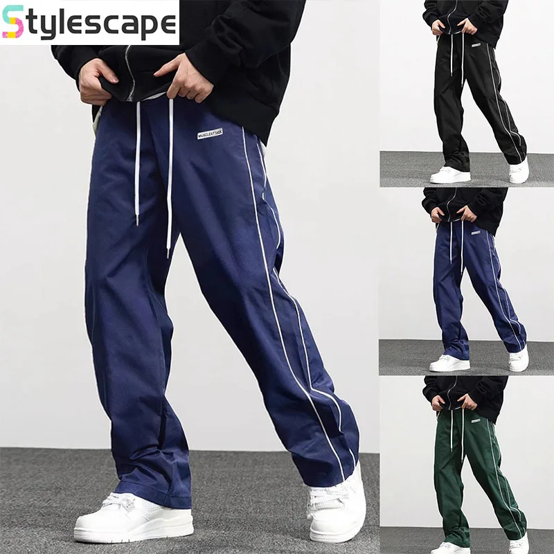 

High Street Trendy Brand European Size New Spring Woven Daily Casual Straight Leg Pants Men's Clothing Men Clothing Pants Men