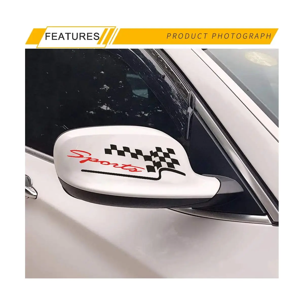 2 個/セット スポーツスタイルの車のミラーステッカー、車のミラー、窓、トランクに貼るクールなデカールでレーシングの雰囲気を演出します。