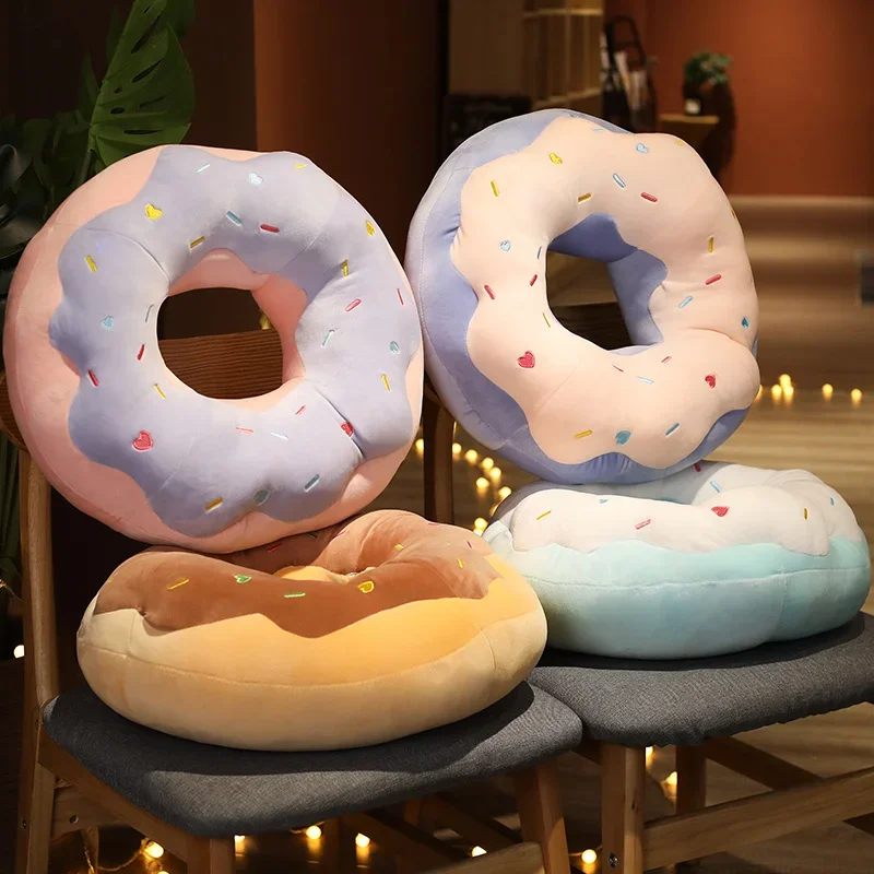 45/70cm Donut Shaped Seat Cushion Stuffed Toys Car Mats Plush Pillow Chair Sofa Cushion Kawaii Room Decor for Kids Grown-Ups