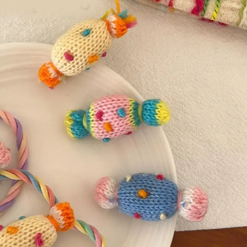 31BF 3PCS Aesthetic Barrettes Crochet Candies Hair Clip Music Festival Hair Ornament