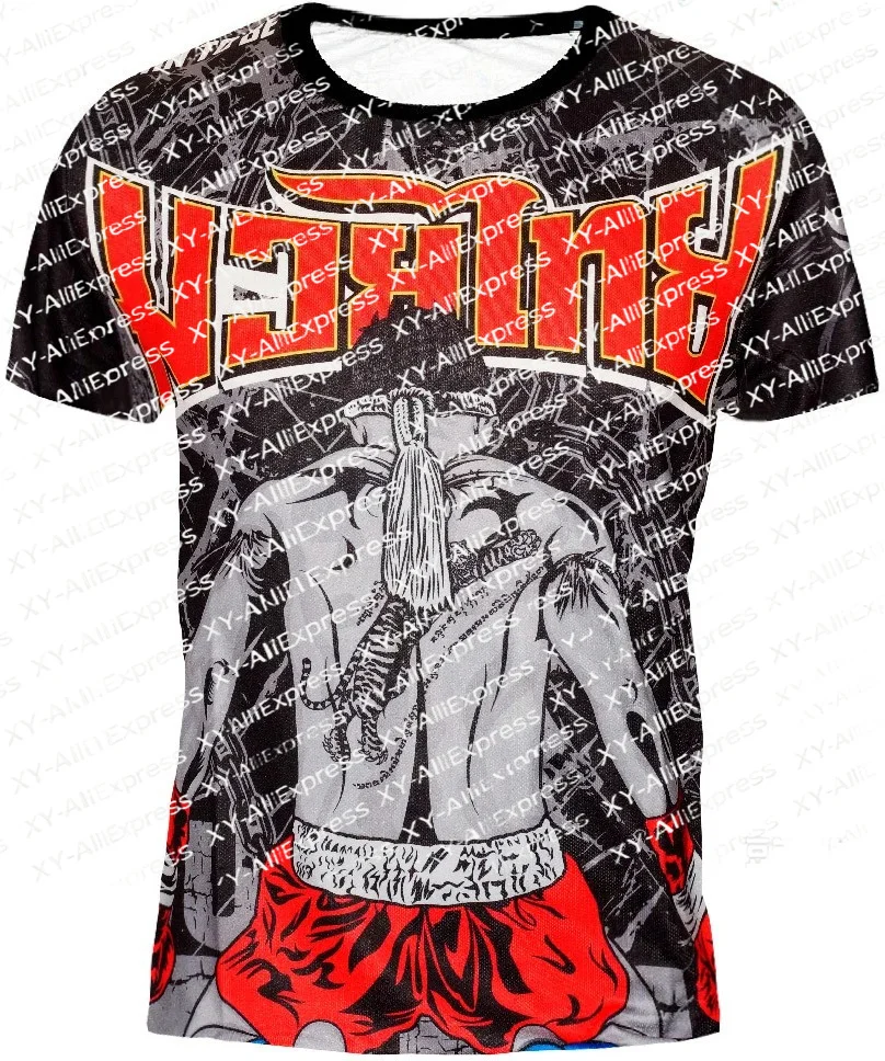 Men's Breathable Muay Thai T-shirt, Quick-dry Sports Shirt, Thai Warrior Design, Boxing, Kickboxing, Martial Arts, and Fitness