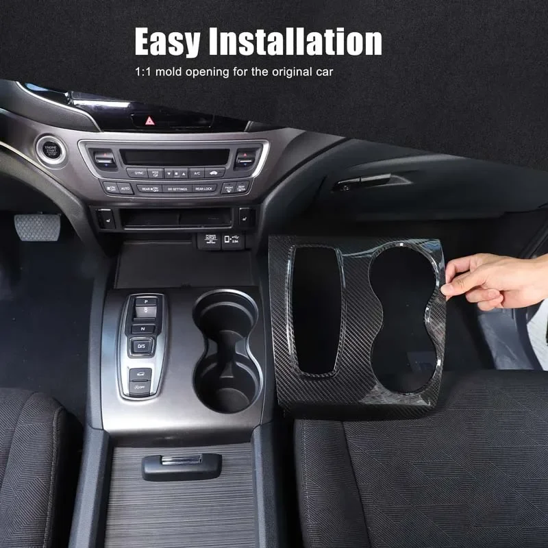 

Suetlcoity For Honda Pilot Ridgeline Passport 16-22 Car Central Control Gear Water Cup Panel Cover Trim Interior Car Accessories