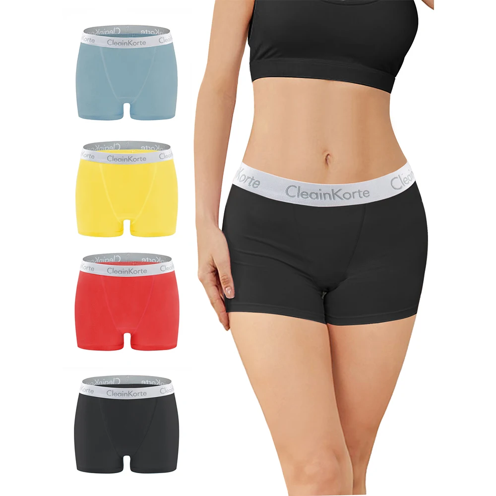 4Pcs/Set Women Boyshort Boxer Cotton Black Underpant Elastic Big Size Panties Female Underwear Breathable Comfortable Shorts