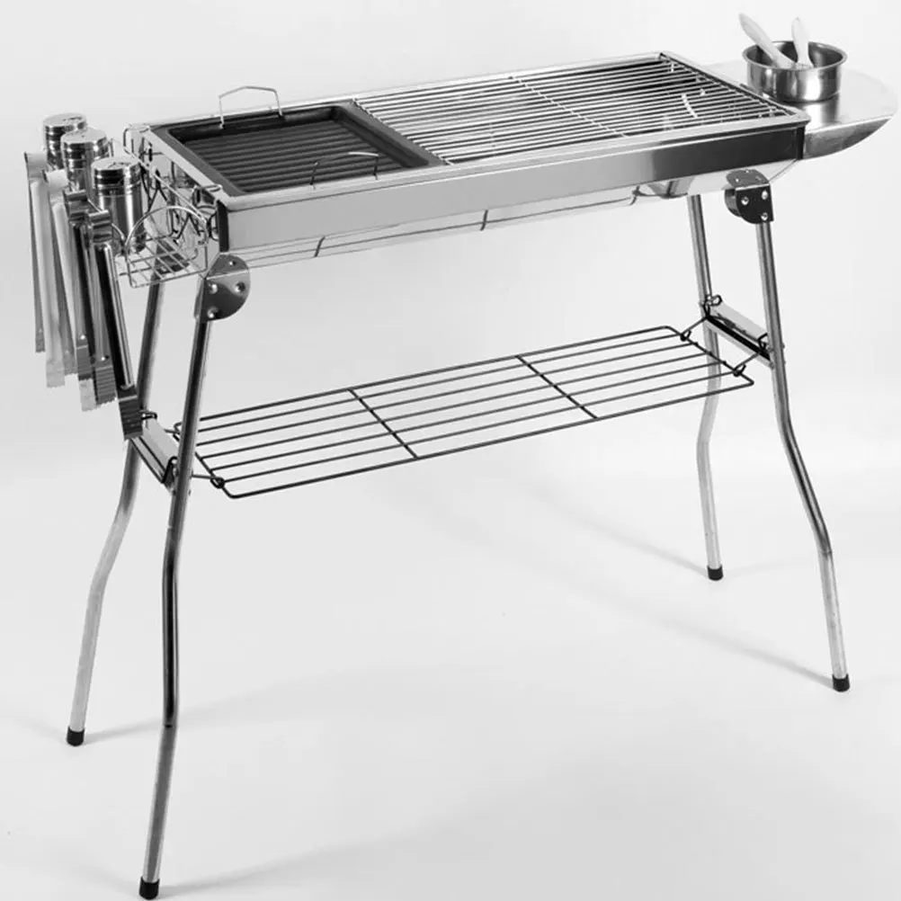 

Bbq Grill Plate Non-Stick Stainless Steel for Gas Stove Outdoor Yard Barbecue Lightweight Portable Fry Pan Roasting Tool