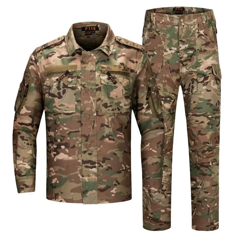 Men's Set Spring and Autumn New Outdoor Work Clothes Wear-resistant and Anti Fouling Camouflage Labor Protective Clothing