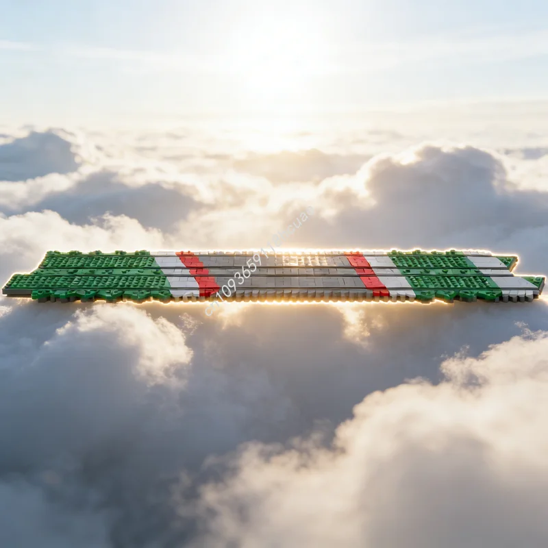 886개 MOC 대각선 트램 트랙 도로 자전거 경로 도시 모델 블록 건축 크리스마스 선물 장난감 교육용 어린이