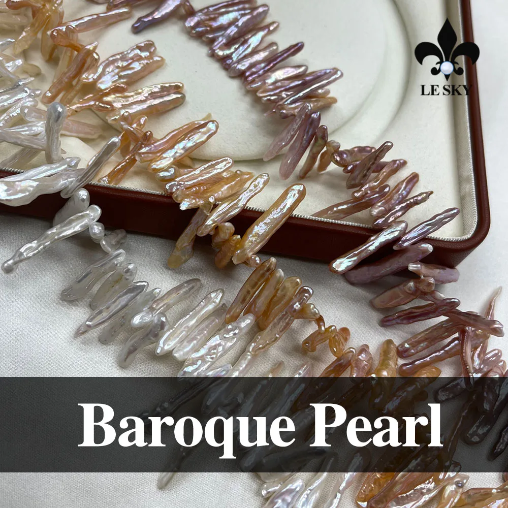 Natural Freshwater Baroque Pearl Bead Long Strip Pearl Loose Spacer Beaded for Making DIY Jewelry Necklace Accessories 8x20-9x25
