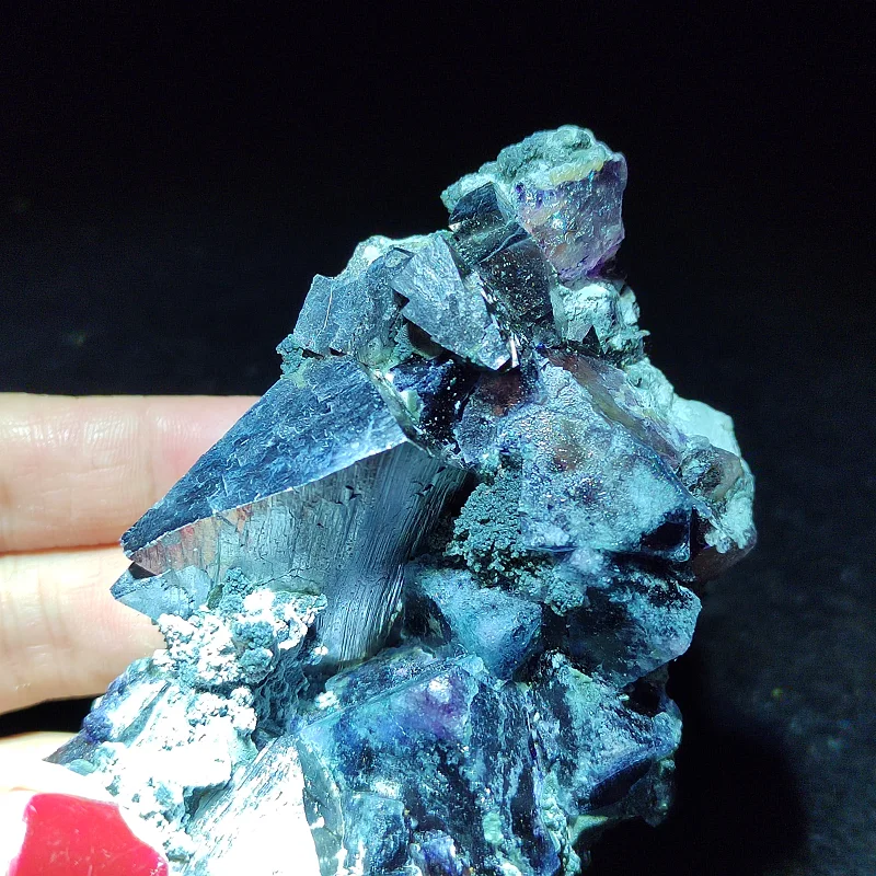 229.3gNatural arsenopyrite and purple fluorite symbiotic minerals repair energy raw stone home decoration quartz gem collection