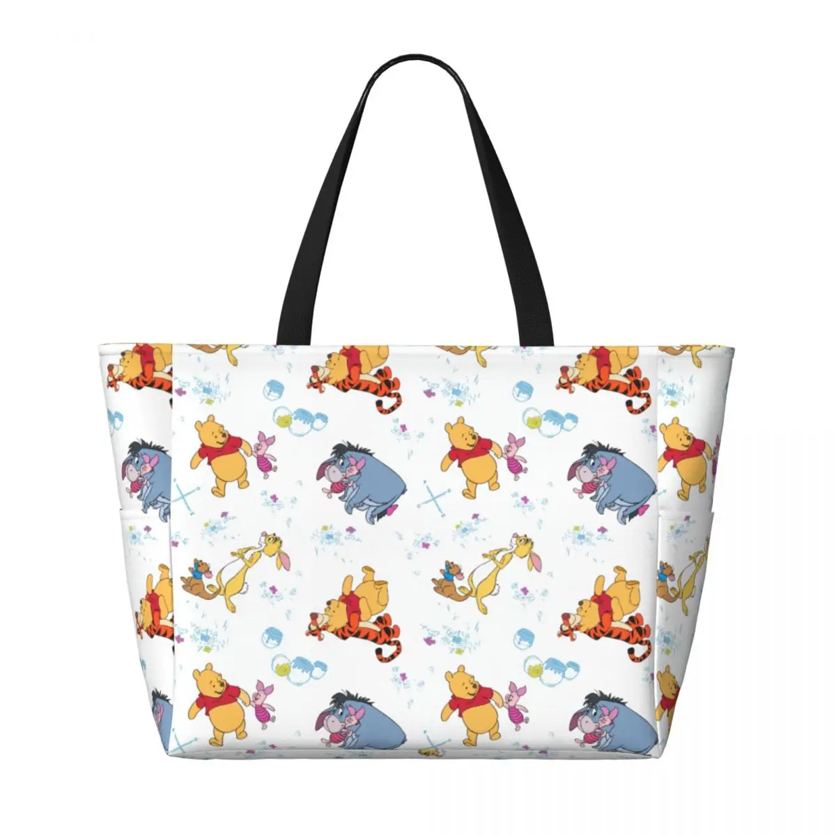 Custom Winnie The Pooh Tote Bag Women Big Capacity Cartoon Bear Beach Gym Travel Bags