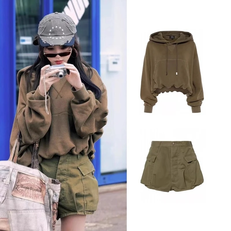 

EXJR2024 Autumn New Loose Fit Hoodie Women's Street Style Long Sleeve Casual Sweatshirt Restaurant Themed Fashionable Design