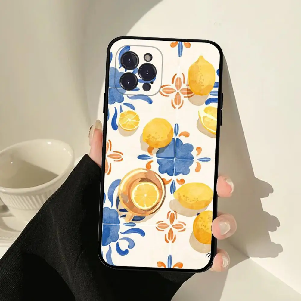 Mediterranean Lemon Phone Case For IPhone 15 14 13 12 Mini 11 Pro XS Max X XR SE 6 7 8 Plus Soft Silicone Cover