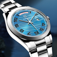 GLENAW classic quartz watch stainless steel waterproof week watch top brand luxury fashion sports water ghost clock reloj hombre